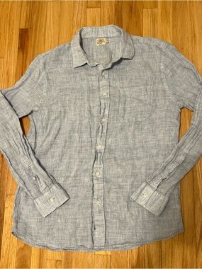 Faherty Shirt Mens Large 100% Linen Laguna Long Sleeve Button Up Preppy